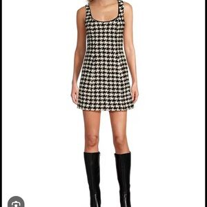 ANTONIO MELANI Black and White Houndstooth Mini Dress
